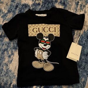 Gucci Black Kids Logo Tee with Character Graphic